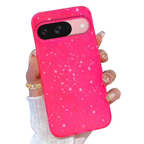 Coque Google Pixel 9 rose scintillante - Protection Pixel 9 Pro pour femme