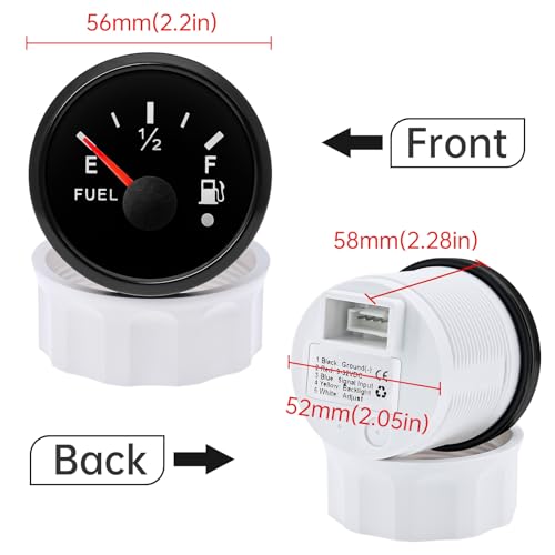 Kraftstoffanzeige, Kraftstoffstandsanzeige 52 mm 0-190ohms mit 7-Farben Hintergrundbeleuchtung Und Alarm LED Universal für Auto Boot