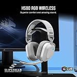 Corsair HS80 RGB Casque de jeu haut de gamme sans fil avec Dolby Atmos Audio (Low-Latency, Microphone Omni-Directional, 60ft Portée, jusqu'à 20 Durée de vie de la batterie, PS5/PS4 Compatibilité sans fil) Blanc