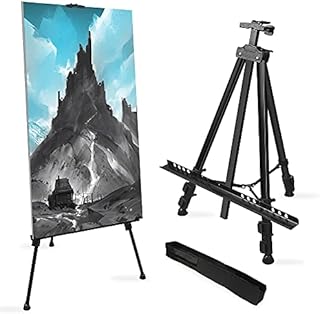 72Inches Double Tier Display Easel Stand, RRFTOK Metal Material Tripod Art Easels Adjustable Easel for Painting Canvases Height from 22-72”for Table-Top/Floor Painting, Displaying and Drawing