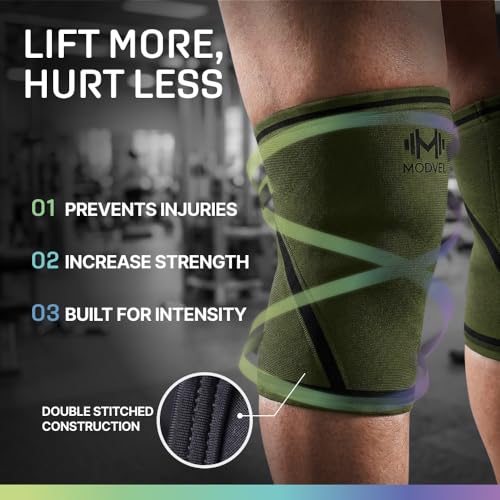 Image of Modvel Strength 7mm Knee Sleeves (Pair) for Weightlifting & Powerlifting (USPA, IPL Approved) | High-Performance Knee Compression Support For Squats, Weight Lifting - Men and Women
