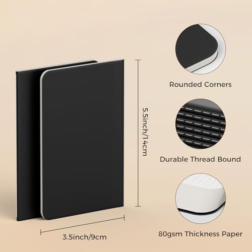 Image of Dot Grid Pocket Notebooks, 20 Pack Mini Notebook Bulk, 3.5x5.5 inch, A6 Size Thick 80GSM Dotted Paper, Black Cover Small Journal for Men, Women, Work, Journaling & Business Notes