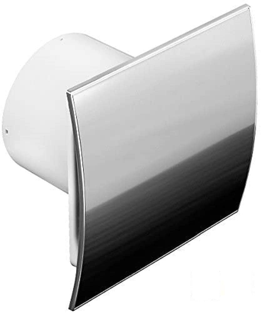 Ø 100 mm, designerski wentylator łazienkowy, stal nierdzewna, wygięty z czujnikiem wilgotności i higrostatem, regulator czasowy, klapa zwrotna, WEI100H, wentylator przedni, do łazienki, kuchni, cichy, 10 cm