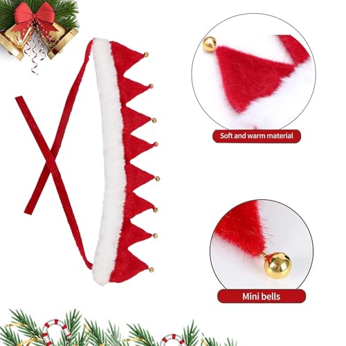 Hundehalstuch Weihnachten, Hundehalsband Weihnachten mit 8 Glöckchen, Verstellbare Katze Hunde Schal, Plüsch Haustier Kostüm Zubehör, Hund Katze Welpen Kätzchen (Rot, XL)
