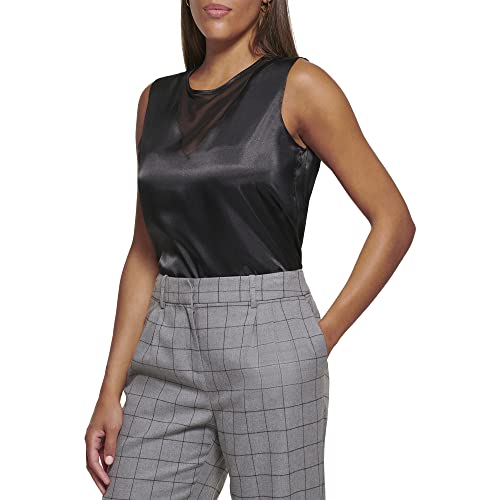 Calvin Klein Women's Back Keyhole + Button Closure Wear to Work Suits Woven Top3