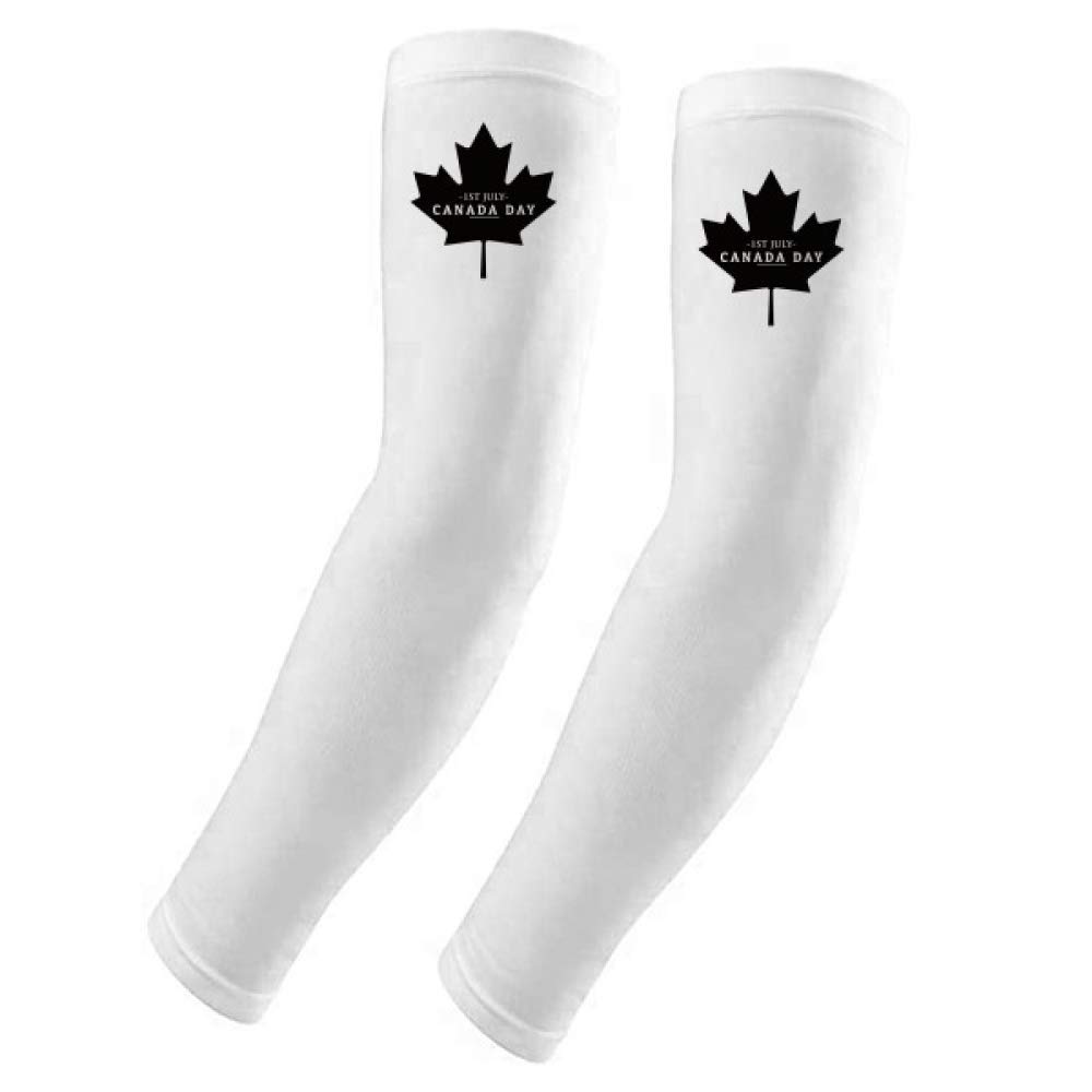 Mangas para los brazos protectoras de sol UV elásticas con motivos Black Maple Leaf de julio 5