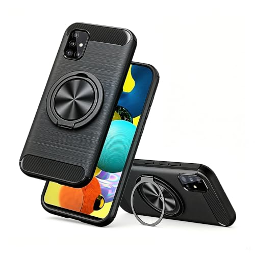 Coque Samsung Galaxy A51 5G en silicone TPU noir avec anneau rotatif 360
