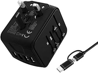 VGUARD Worldwide Travel Adapter, 4 USB Ports Universal Travel Adapter International Power Adapter Plug Adapter UK USA EU AUS Asia China Ireland Thailand 150+ Countries - Black
