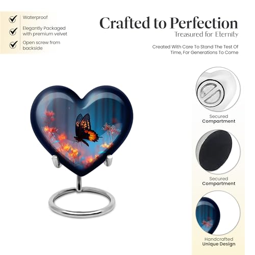 Image of Butterfly Urn - Tiny Cremation Urn for Human Ashes Adult Female - Small Cremation Urns for Ashes for Women - Burial Urns - 3 Inch Set of 4