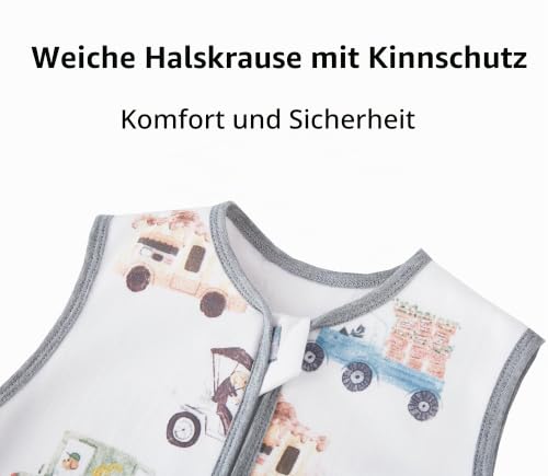 Chilsuessy Baby Sommerschlafsack mit Füßen 0.5 Tog Kleine Kinder Schlafsack mit Beinen Unwattiert 100% Baumwolle Schlafstrampler für Jungen… – Ansicht 3