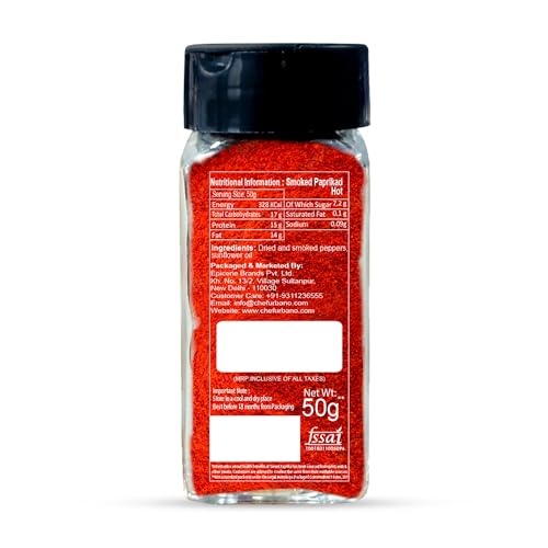 Image of Chef Urbano Smoked Paprika Hot 50g | Produce of Spain | Pimentos | Smoky Flavour | No Artificial Colours | No Preservatives | Vegetarian | 100% Pure & Natural