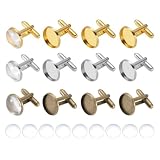 PATIKIL DIY Blank Cufflink Kit with Cabochon, Brass Cufflink Base with Dome Clear Glass Cabochon Setting 16mm for Men Cuff Buttons DIY Craft Making-12Pcs(Silver Tone/Gold Tone/Gunmetal)
