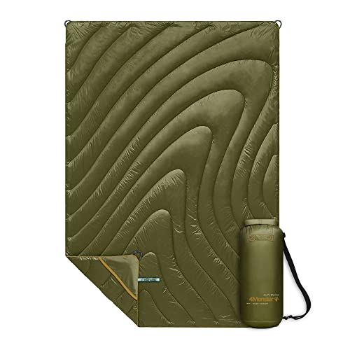 4Monster ブランケット 綿 毛布 ひざ掛け 掛け布団 アウトドアブランケット、ポータブル、軽量で暖かい、アウトドア、旅行、スタジアム、フェスティバル、ビーチ、ハンモック用の断熱キャンプキルト登山 アウトドア 車中泊 収納袋