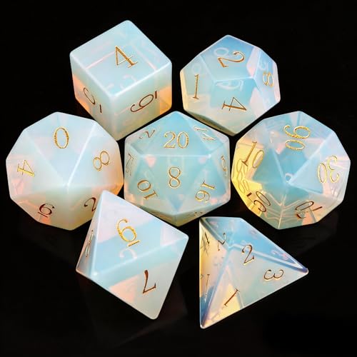 Haxtec Opal Dice Gemstone Polyhedral DND Dice Set