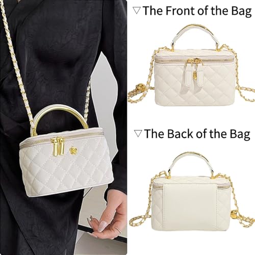 Quilted Crossbody Bags for Women Small Vintage Square Box Purse Boho Shoulder Handbags with Chain and Zipper3