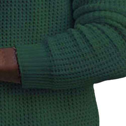 Men's Solid Color Basic Knit Pullover Casual Waffle Long Sleeve Male Knits Sweater Loose Crewneck Knitted Sweaters4