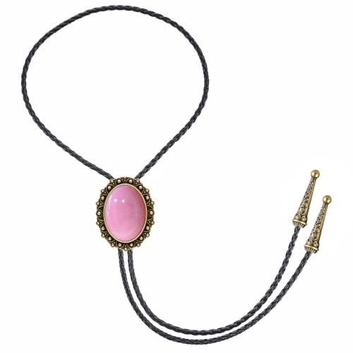 Image of Jeilwiy Bolo Tie for Men Western Cowboy Tie Necklace Gold Bolo Tie Leather Necktie Halloween Tie Accessories for Women