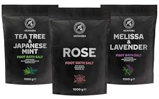 Set Sale per Pediluvio Lavanda e Melissa - Menta Piperita e Tè - Rosa 3x1000g - Pediluvio al Sale Marino Naturale - Pediluvio - Unghie - Pedicure - Sali Profumati da Bagno