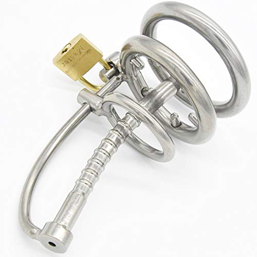 Gabbia per Pene con Dilatatore Gabbia di Castità Anelli per Falli per Uomo Cintura di Castità Uomo Materiale in Acciaio Inossidabile di Alta Qualità con Dilatatore Uretrale(45mm)