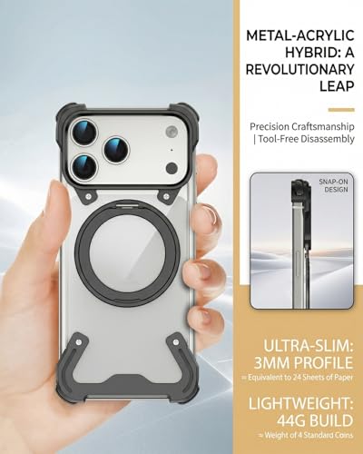 Coque sans cadre iPhone 17 Pro contre les rayures avec anneau magnétique orange - 2