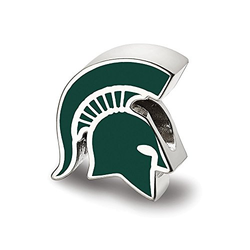 LogoArt Logo Art Sterling Silver Michigan State Spartan Head Enameled Logo Bead