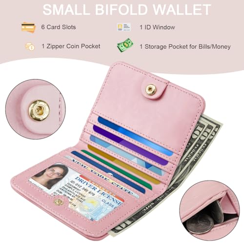 Image of Crocodile Wallets Women Small RFID Blocking Credit Card Holder | Luxury Alligator Faux Leather Thin Bifold Croc Womens Wallet Ladies Mini Purse with Coin Pocket, Pink