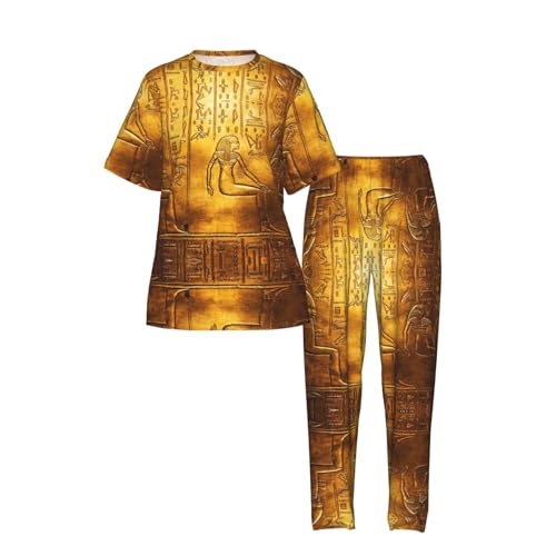 Ensemble de détente imprimé hiéroglyphes pyjama manches courtes - 4