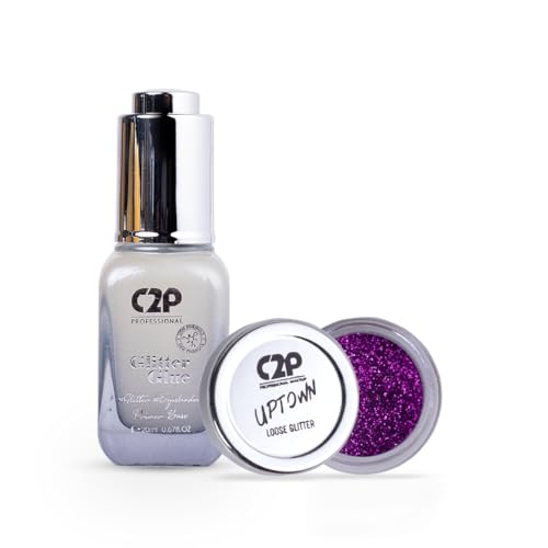 Image of C2P Pro Sparkle Duo Glitter and Glue Kit - Eyeshadow for Eye & Body Makeup | Waterproof, Quick-Drying for Stunning Shimmer Looks (Cyclone 40)