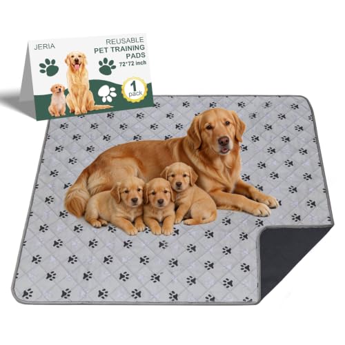 Image of JERIA 1 Pack 72 inchx 72 inch Waterproof Non Slip Wee pad,Reusable Washable Pee Pads for Dogs,Absorbent and Leakproof Training Mats for Potty, Bed, Sofa, Potty Training