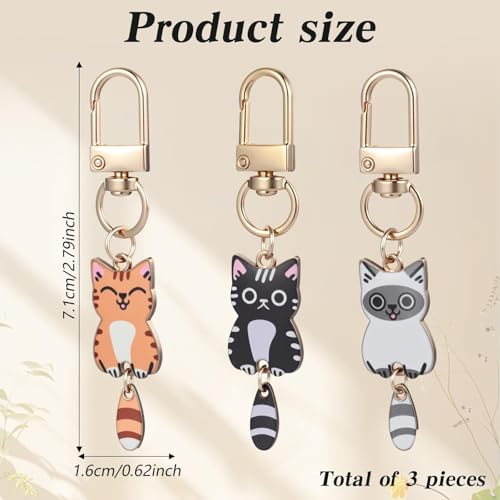 Image of Cute Keychains, Metal Cartoon bag charm, 3PCS Cat Keychains, Metal Printed Kawaii Key Chain Charms for Handbag Decoration