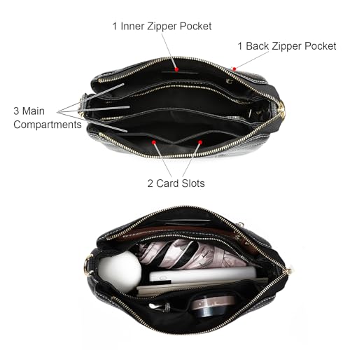 imeetu Shoulder Purse Bag with 2 Removable Straps for Women, Genuine Leather Cross Body Bag with Multi Pocket3