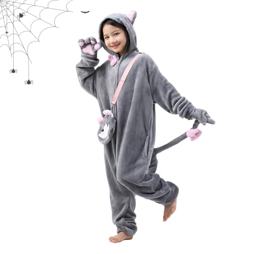 OUMDON Grau Katzenkostüm Kinder Mädchen: Halloween Kostüm...