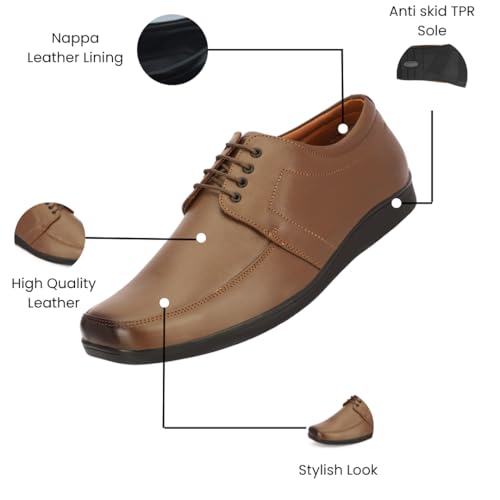 Image of Leatherful Formal Lace-up Derby Shoes for Men | Full Grain Genuine Leather | PU Sole & Nappa Lining | Office | Party | Smart Casual