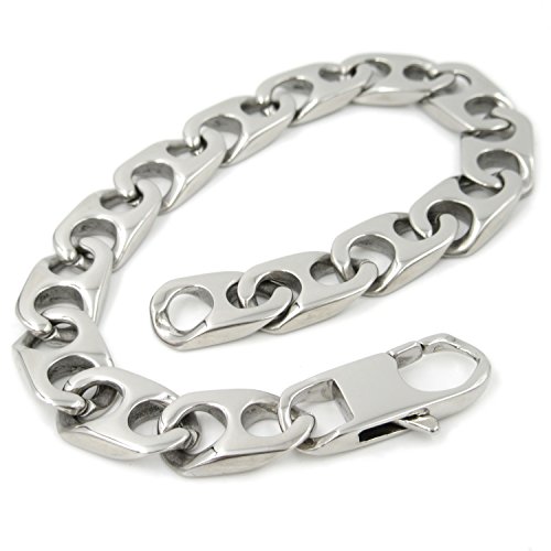Stainless Steel Flat Mariner Link Men Bracelet 10mm 8.2 inch