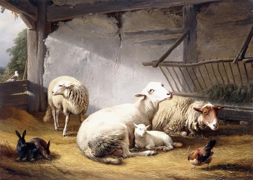 Affiche toile animaux de la grange Verboeckhoven 60x90cm | Impression haute définition