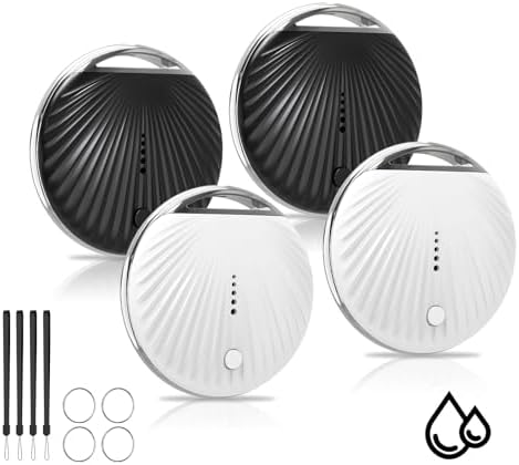 Air Tracker Tags-4 Pack, [MFi Certified] Smart Tag, Pet Bluetooth Tracker for Apple Find My, IP68 Waterproof,Replaceable Battery, Key Finder and Item Locator for Keys, Luggage, Pets, Wallet (iOS Only)