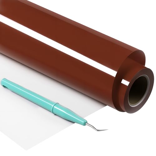 HTVRONT HTV Roll Heat Transfer Vinyl - 12 x 25ft Brown Iron on Vinyl for T-Shirts Easy to Weed & Transfer HTV Vinyl - Compatible with All Cutting Machine
