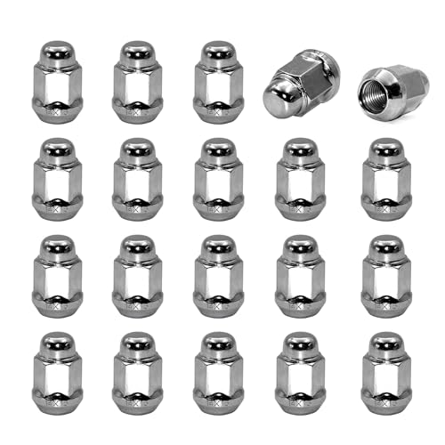 Image of 20PCS 1.4 inch Chrome 14x1.5 Closed End Bulge Acorn Lug Nuts - Cone Seat - 19mm Hex Wheel Lug Nut Compatible with Accord Civic Element HR-V Escape Sierra