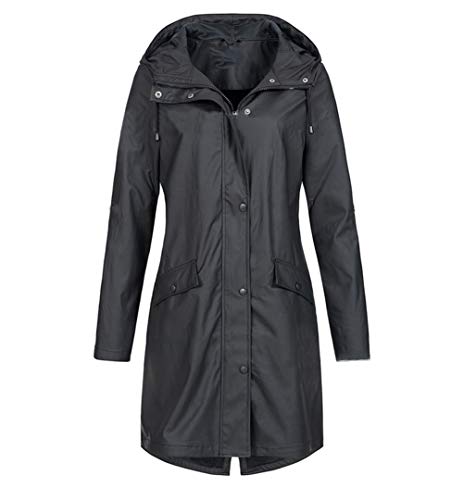 Wenchuang Abrigos Impermeables para Mujer Outdoor Cortaviento Chaqueta con Capucha Negro L Cover