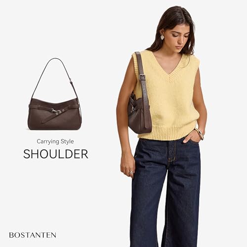 BOSTANTEN Shoulder Bag for Women, Vegan Leather Hobo Bag, Trendy Handbags Designer Fall Purses with Adjustable Strap2
