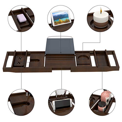 image for Domax Bathtub Caddy Tray Expandable Bamboo Bath Tub Tray for Luxury Ba