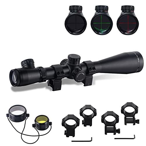 ToopMount Zielfernrohr 3,5–10x50 rotes/grünes mit 11 mm Schwalbenschwanz 20 mm Weaver/Picatinny-Schienen-Montageringen für Outdoor-Sportarten