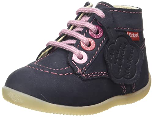 KICKERS BONZIP-2, Chaussures Plat Oxford Bébé Fille, Marine Rose, 25 EU