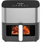Iceagle Freidora de Aire 9L XXL – 2000W Air Fryer con Doble Resistencia | Freidora Aire sin Aceite con Ventana, 12 en 1, Función DIY, Diseño metálico de 360°, Pantalla LED Ergonómica, Recetas