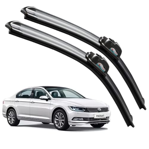 Image of Frameless Rubber Car Wiper Blades Set of 2 Compatible with (Passat (Particular))