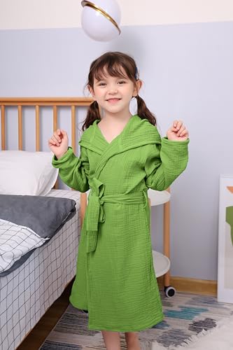 Image of TADO MUSLIN Organic Cotton Toddler Bathrobe, Soft and Breathable Baby Robe for Kid, Boy& Girl Hooded Robe Muslin