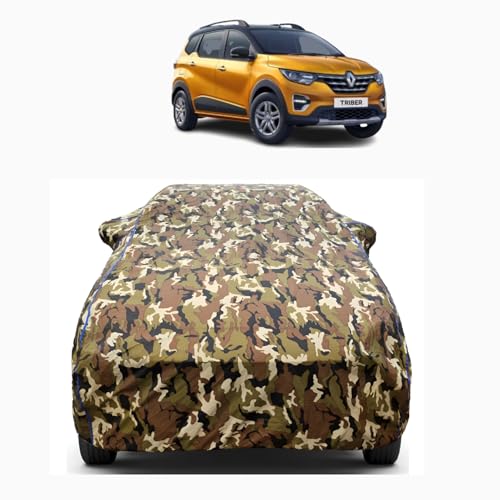 Image of 100% Waterproof Car Body Cover Compatible with Renaults Triber (2015 to 2026), with Mirror Pockets, Long Lasting Strong Durable Material, Bottom Elastic Triple Stitched (Jungle)