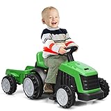 【Abnehmbarer Hänger für vielseitige Verwendung】 Der Traktor zeichnet sich durch einen abnehmbaren Anhänger aus. Auf diese Weise können Sie Ihre Kinder ihre Lieblingsspielzeuge ausliefern lassen. Oder nehmen Sie ihn ab, damit Ihre Kinder ohne ihnden Fahrspaß genießen können. Das Anschließen und Abnehmen des Anhängers nimmt nur wenig Zeit in Anspruch.
