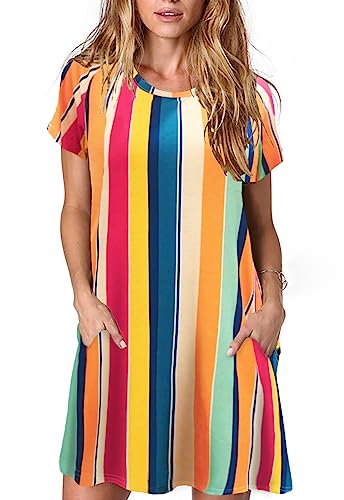Image of Alaster Women's Casual Summer T Shirt Dress Loose Short Sleeve Tunic Dress with Pocket for Women