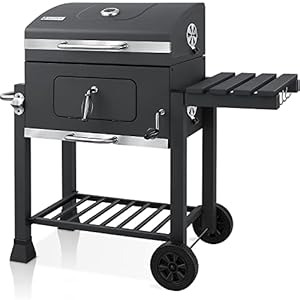 KESSER® Grillwagen, XXL, houtskoolgrill met deksel, wielen, roestvrijstalen handgreep, grillrooster en thermometer…